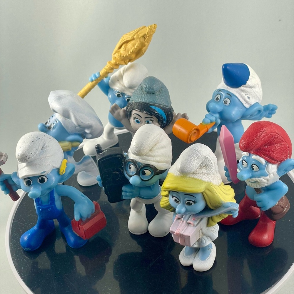 McDonald's Smurfs Action Figures - Blue, White, Red, Yellow